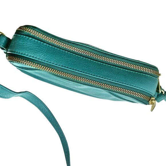 Fossil Teal Leather Crossbody Bag | Vintage Inspired | Fall City Street Style - Picture 14 of 16